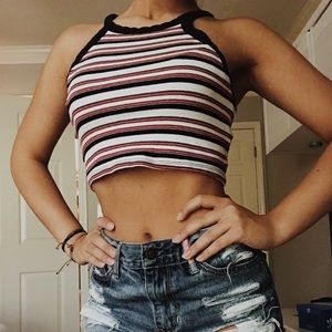 red white and blue crop top